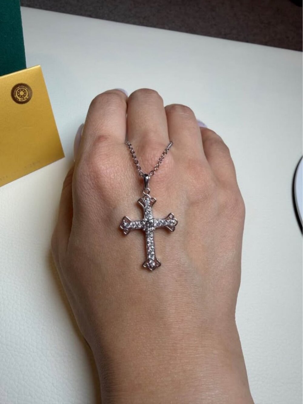 WOMEN's GRA .5CT Moissanite Cross Pendant with 925 Silver Necklace